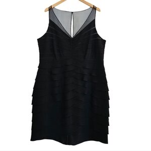 Eliza J Black Dress Plus Size 22 Illusion Top Tiered Ruffle Layers Elegant Event